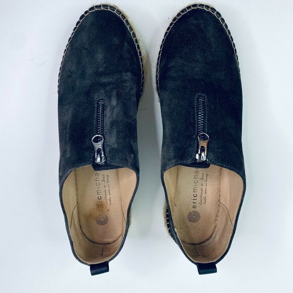 Eric Michael Womens Size 41 US 10-11 Serena Platform Espadrilles Gray Suede Zip - Picture 2 of 9